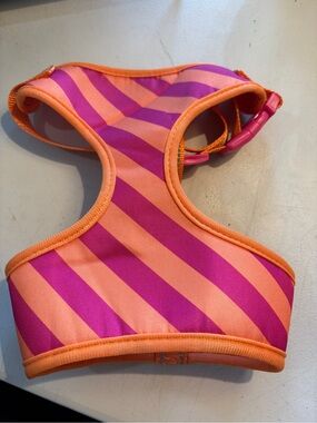 Striped Pink & Orange Dog Harness small